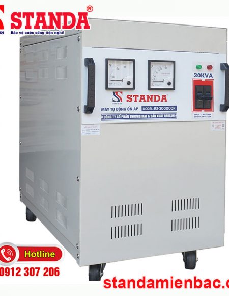 ổn áp Standa 30KVA dải 90V -250V dây đồng 100% mặt nghiêng của máy