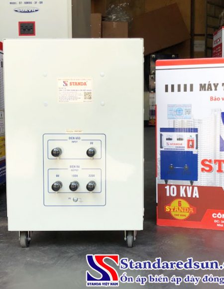 Ảnh ổn áp Standa 10KVA dải 50V - 250V dây đồng mặt sau máy