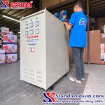 biến áp cách ly standa 150KVA dải 380V-220V-200V chính hãng mặt nghiêng của máy