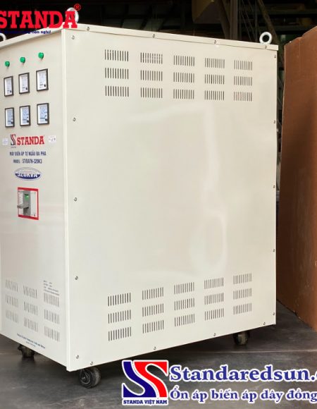 Máy biến áp tự ngẫu Standa 320KVA dải 380V -220V-200V mặt nghiêng của máy