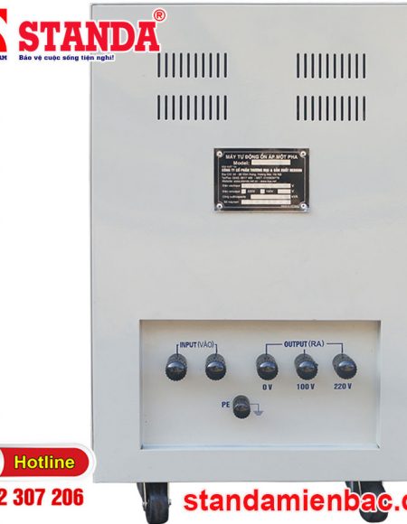 Máy ổn áp Standa 20KVA dải 90V - 250V dây đồng 100% mặt sau của máy