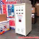 ổn áp standa 15KVA dải 160V -430V dây đồng 100% mặt nghiêng của máy