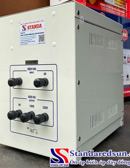 Ổn áp Standa 5KVA dải 50V - 250V dây đồng 100% mặt sau máy